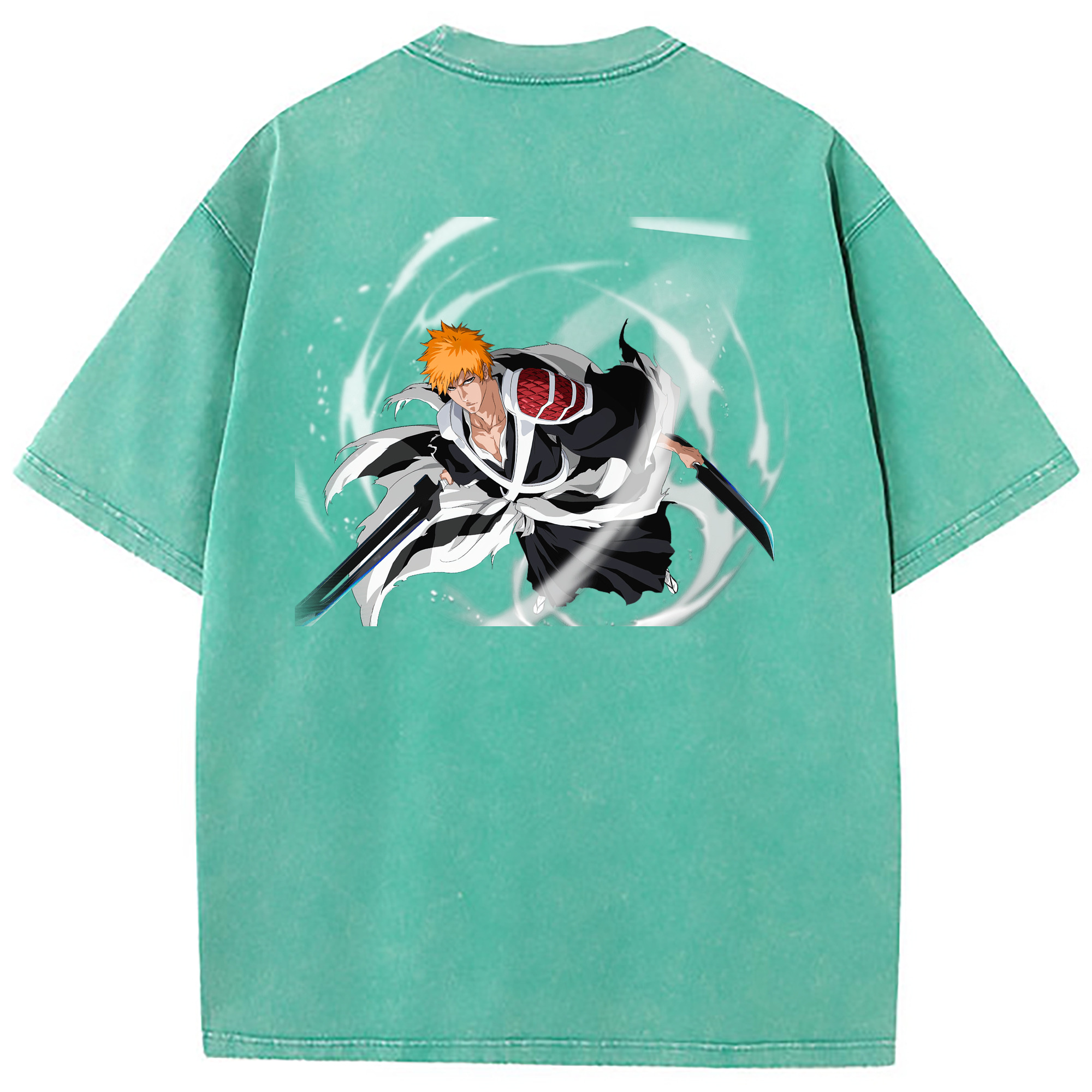 （画像用） ブリーチ 黒崎一護（くろさき いちご）BLEACH Kurosaki Ichigo 綿100% ヴィンテージ風 半袖Tシャツ（背面プリント）